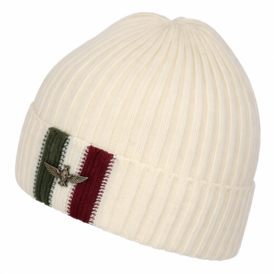 Aeronautica Militare Berretto Uomo a Coste Beige con Bandiera Tricolore e Logo in Metallo 252CU0080UL00555