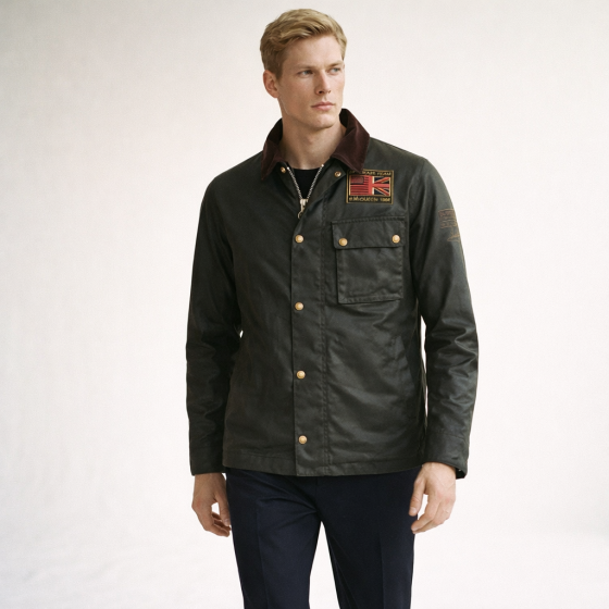 Barbour Giacca Uomo Intl Workers Wax Jacket Oliva MWX1853SG91 Cotone Cerato