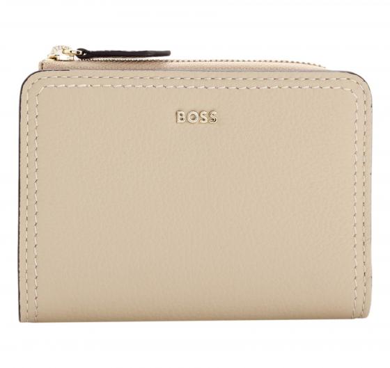 BOSS Portafoglio Donna Lenah Small Wallet 50558032 Pelle Martellata Colore Beige Chiaro