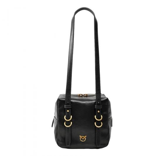 PINKO Borsa Donna Cubic Bag In Pelle Shiny 106465 Z99Q Colore Nero