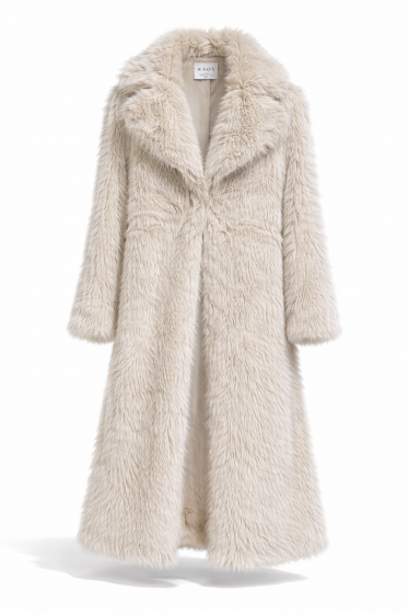 Kaos Cappotto Donna KASHA QI1CT006 Lungo Effetto Pelliccia Colore Chiaro