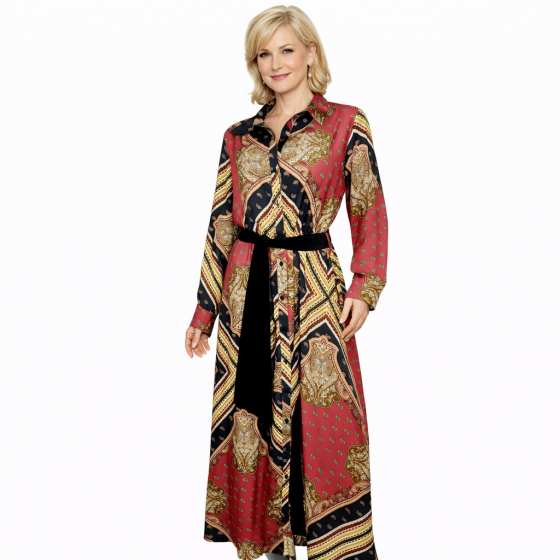 LISA KOTT Abito Donna Curvy Style Lungo Colore Fantasia 9A3104 Made in Italy