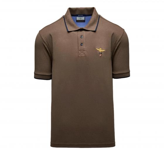 AERONAUTICA MILITARE Polo Uomo In Pique Di Cotone 261PO1308UP00082 Colore Marrone