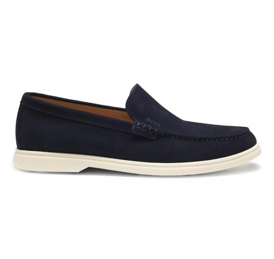 BOSS Mocassini Uomo In Pelle Scamosciata Sienne Loaf Sd N 50543083 Colore Blu Scuro