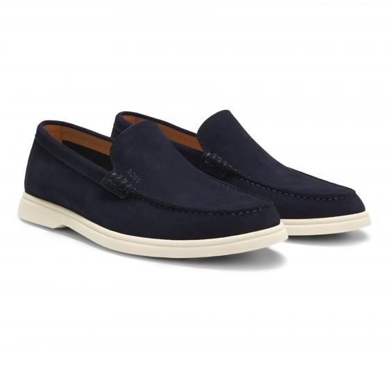 BOSS Mocassini Uomo In Pelle Scamosciata Sienne Loaf Sd N 50543083 Colore Blu Scuro