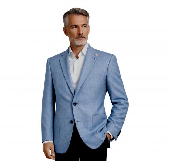 ROY ROBSON Giacca Uomo 14556 Tessuto Lavorato Toppe in Pelle scamosciata Colore Celeste