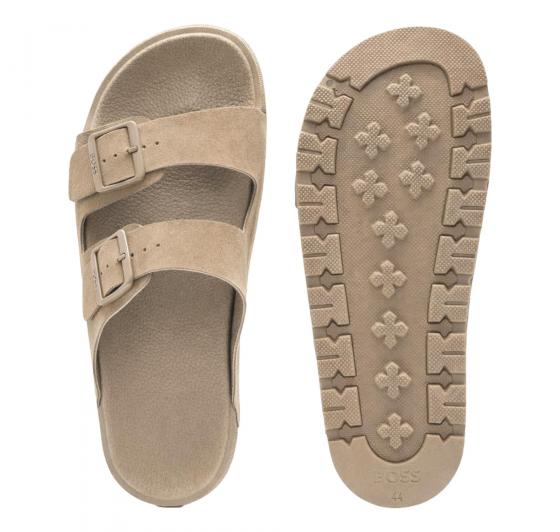 BOSS Sandali Uomo Slider Con Doppia Fascetta e Fibbie Con Logo Surfley Sand mf 50563157 Colore Beige
