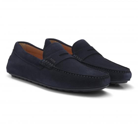 BOSS Mocassini Penny In Pelle Scamosciata Noel Mocc Sdpeb 50541750 Colore Blu Scuro