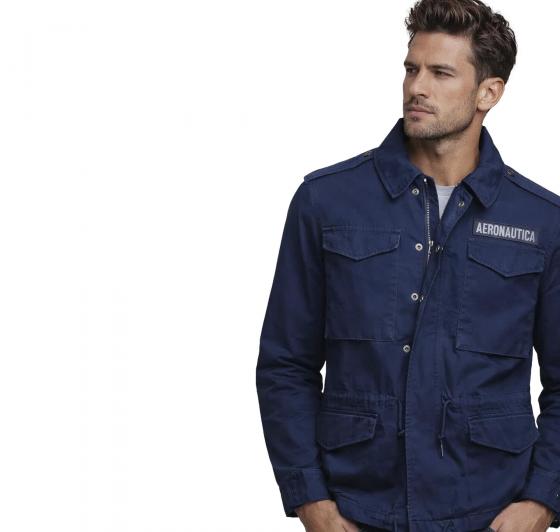 AERONAUTICA MILITARE Field Jacket Uomo In Cotone AB3044UCT04233 Colore Blu