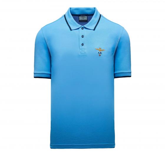 AERONAUTICA MILITARE Polo Uomo In Pique Di Cotone 261PO1308UP00082 Colore Azzurro