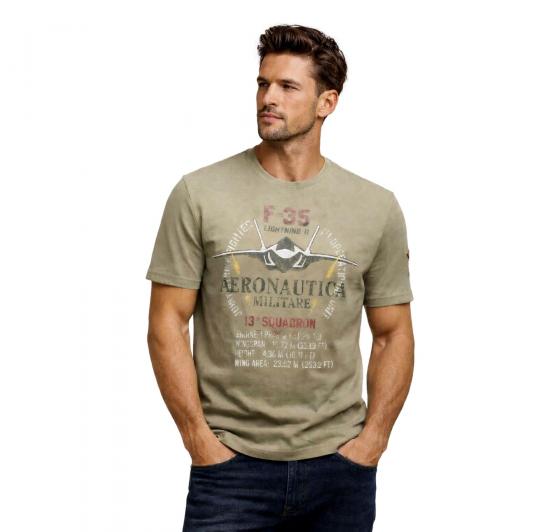 AERONAUTICA MILITARE T Shirt Uomo In Cotone Con Stampa F 35 TS2536UJ00641 Colore Verde