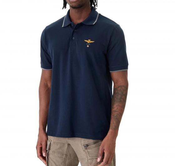 AERONAUTICA MILITARE Polo Uomo In Pique Di Cotone 261PO1308UP00082 Colore Blu