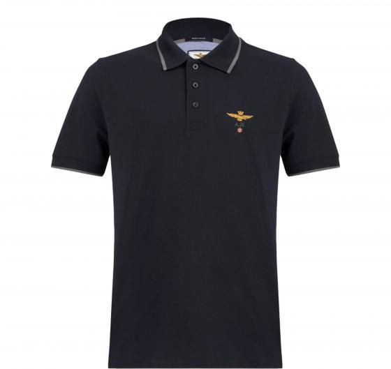 AERONAUTICA MILITARE Polo Uomo In Pique Di Cotone 261PO1308UP00082 Colore Nero