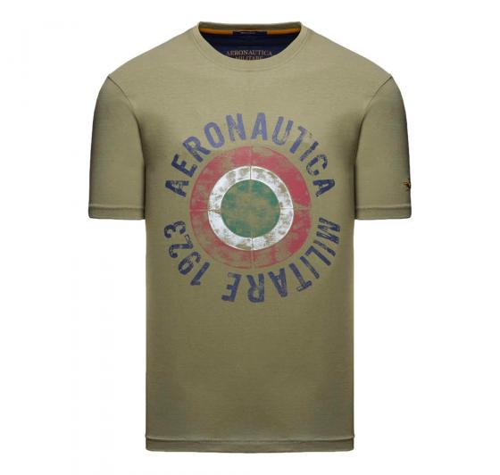AERONAUTICA MILITARE T Shirt Uomo In Cotone Con Coccarda Tricolore TS2538UJ00727 Colore Verde