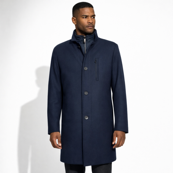 ROY ROBSON Giaccone Uomo 04094 Tessuto Lavorato Zip e Bottoni Colore Blu