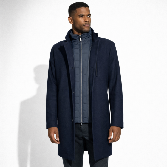 ROY ROBSON Giaccone Uomo 04094 Tessuto Lavorato Zip e Bottoni Colore Blu