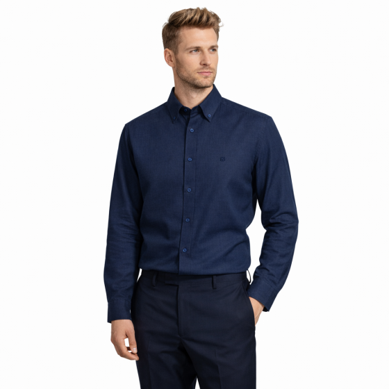 BOSS Camicia Uomo Lino Regular Fit Button Down Blu 50556077 H-LIAM-BD-E-C1-261