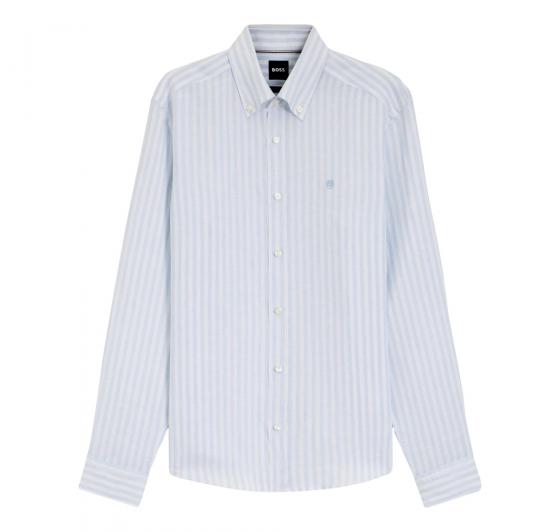 BOSS Camicia Uomo Regular Fit In Lino A Righe H LIAM BD E C1 261 50560595 Colore Righe Azzurre