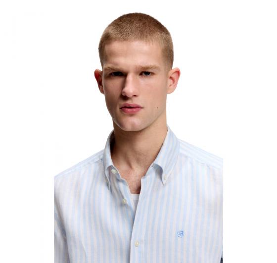 BOSS Camicia Uomo Regular Fit In Lino A Righe H LIAM BD E C1 261 50560595 Colore Righe Azzurre