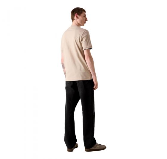 BOSS T Shirt Uomo In Jersey Di Cotone Con Righe Sul Fondo Manica Thompson 04 50501097 Colore Beige 286