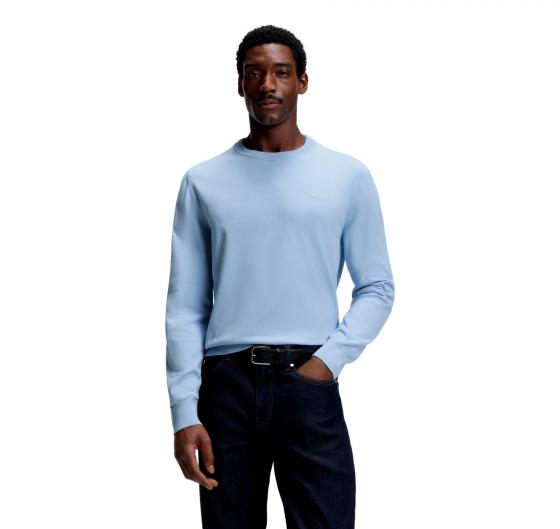 BOSS Maglione Uomo Cotone Girocollo Regular Fit Celeste Upacas-L 50556344