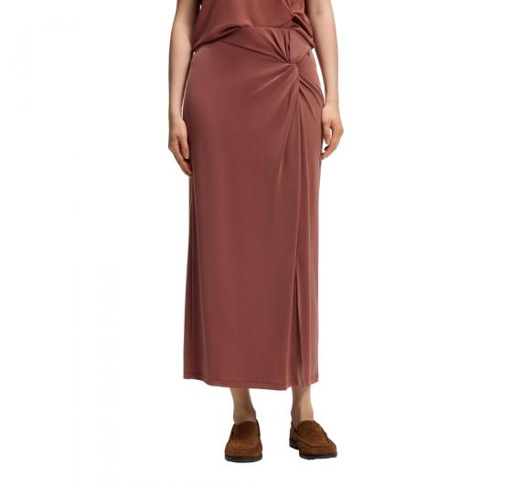 BOSS Gonna Donna Lunga In Jersey Con Dettaglio Drappeggiato Twist C Enature 50558795 Colore Rosso Mattone