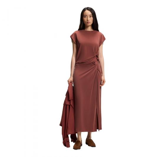 BOSS Gonna Donna Lunga In Jersey Con Dettaglio Drappeggiato Twist C Enature 50558795 Colore Rosso Mattone