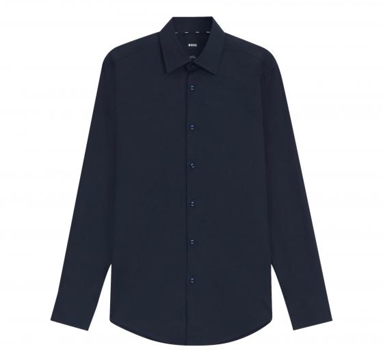 BOSS Camicia Uomo Slim Fit Blu Scuro Popeline Stretch H-HANK-Kent-C1-214 50469345