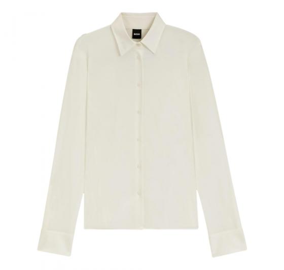 BOSS Camicia Donna Extra Slim In Jersey Di Cotone Bronta Tuesday 50543691 Colore Crema