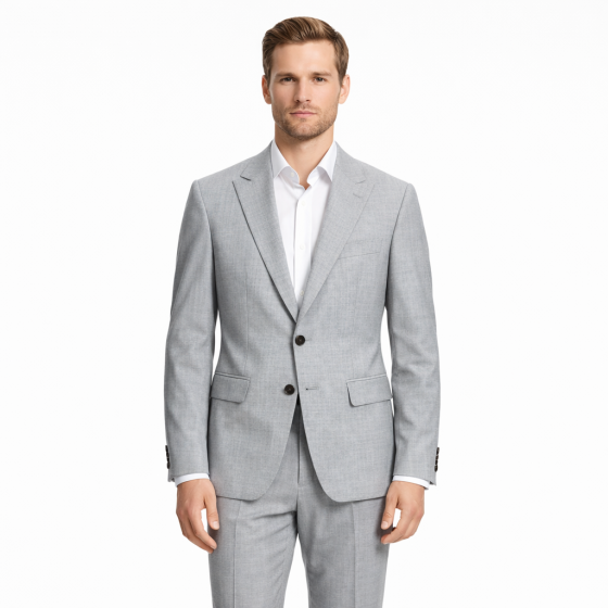 BOSS Abito Uomo Due Pezzi Slim Fit Misto Lana H-Huge 2Pcs Peak 50557273 Grigio Chiaro