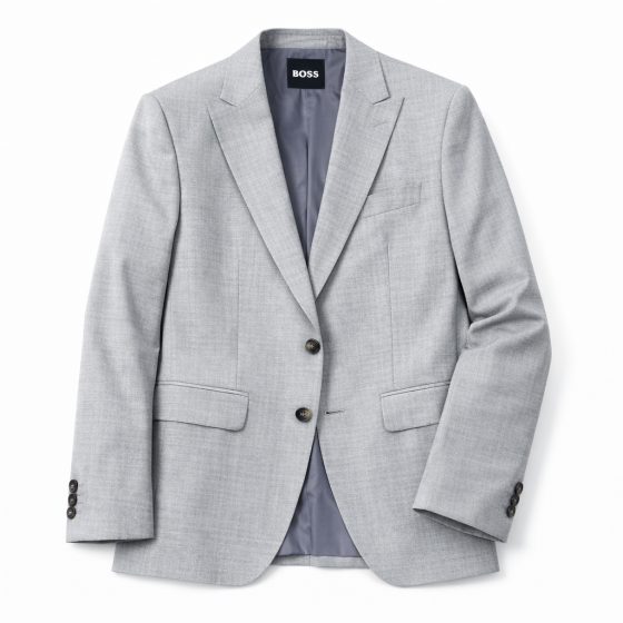 BOSS Abito Uomo Due Pezzi Slim Fit Misto Lana H-Huge 2Pcs Peak 50557273 Grigio Chiaro