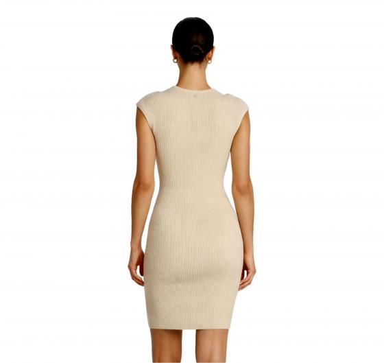BOSS Vestito Donna Maglia Coste C-Foberts 50535507 Beige Elegante