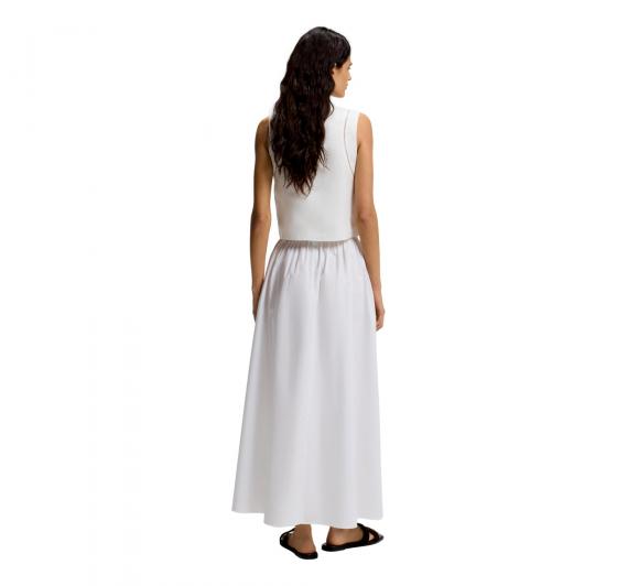 BOSS Gonna Donna Maxi In Popeline Di Cotone Con Cintura Ad Occhielli C Vidol 50559088 Colore Bianco