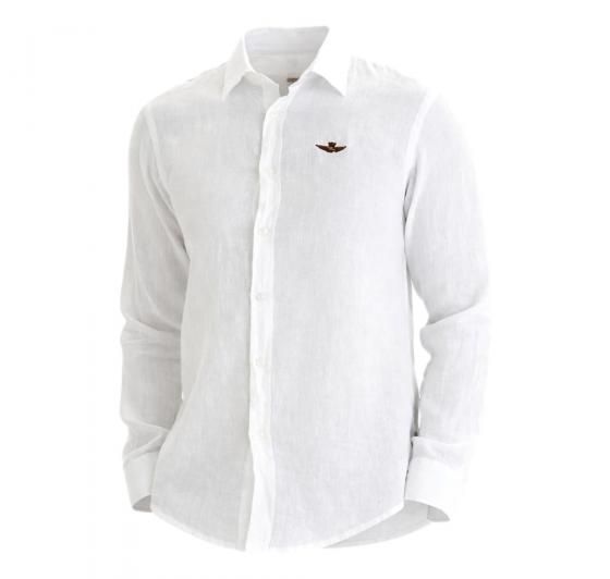 AERONAUTICA MILITARE Camicia Uomo In Lino CA1321UCT03089 Colore Bianco