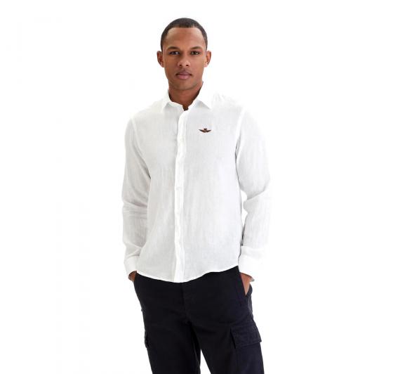 AERONAUTICA MILITARE Camicia Uomo In Lino CA1321UCT03089 Colore Bianco