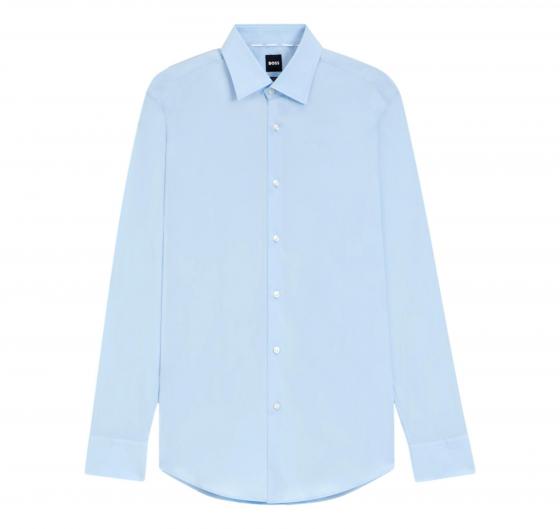 BOSS Camicia Uomo Slim Fit Celeste Popeline Stretch H HANK Kent C1 214 50469345