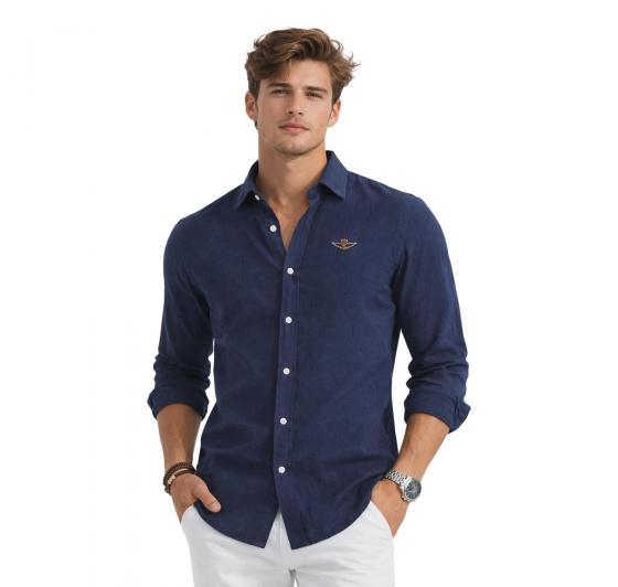 AERONAUTICA MILITARE Camicia Uomo In Lino CA1321UCT03089 Colore Blu