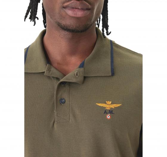 AERONAUTICA MILITARE Polo Uomo In Pique Di Cotone 261PO1308UP00082 Colore Verde Oliva