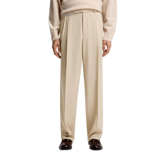 BOSS Pantalone Uomo Con Vestibilita Oversize In Twill Drappeggiato C Pat BB DPL 50561961 Colore Beige