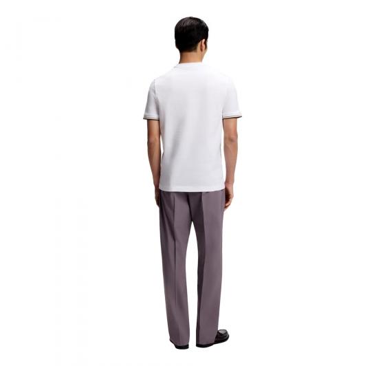 BOSS T Shirt Uomo In Jersey Di Cotone Con Righe Sul Fondo Manica Thompson 04 50501097 Colore Bianco