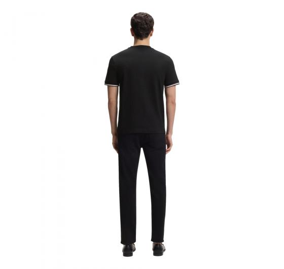 BOSS T Shirt Uomo In Jersey Di Cotone Con Righe Sul Fondo Manica Thompson 04 50501097 Colore Nero