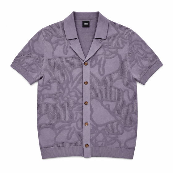 BOSS Polo Uomo C-Noy 50560478 Lilla Cotone Maglia Aperta Manica Corta