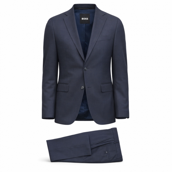BOSS Abito Uomo Slim Fit Blu Navy P-HUGE 50561863 Tessuto Stretch