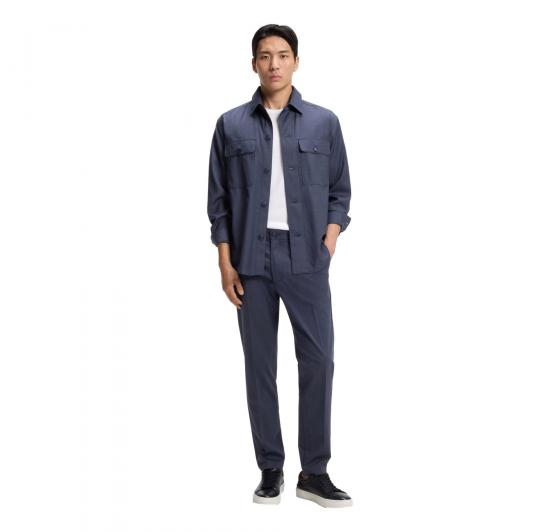 BOSS Pantalone Uomo Relaxed Fit Blu Lana Vergine Lavabile P-PhilC 262 50561975