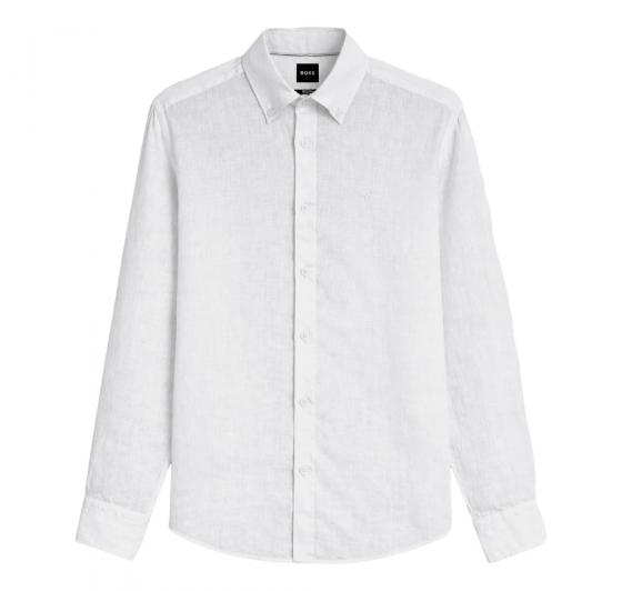 BOSS Camicia Uomo Button Down Regular Fit In Lino H LIAM BD E C1 261 50556077 Colore Bianco