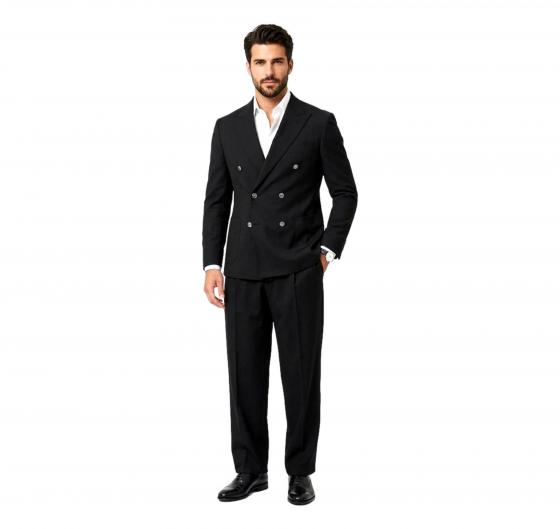 SIMBOLS Abito Uomo Doppiopetto Nero Drop 7 Elasticizzato Made in Italy