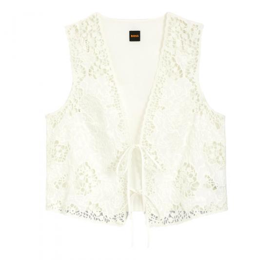 BOSS Gilet Donna Ricamato Con Chiusura a Cravatta C Irika 50556743 Colore Bianco
