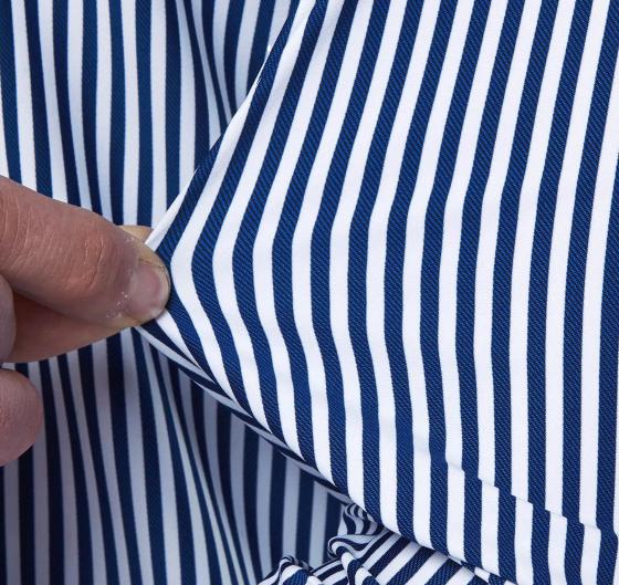 XACUS Camicia Uomo Tailor Fit Blu Righe No Stiro Stretch Traspirante Active Performance 21606004