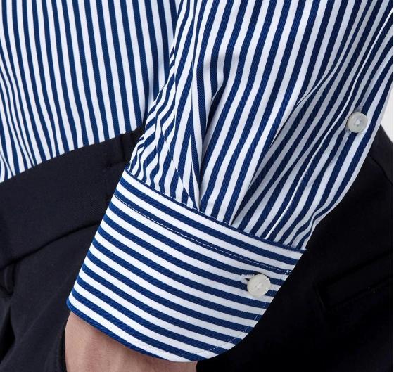 XACUS Camicia Uomo Tailor Fit Blu Righe No Stiro Stretch Traspirante Active Performance 21606004