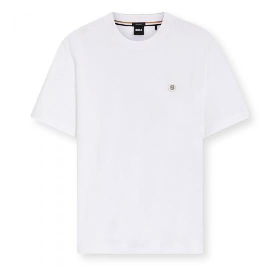 BOSS T Shirt Uomo In Cotone Mercerizzato Con Monogramma Double B C Taut 01 50555844 Colore Bianco